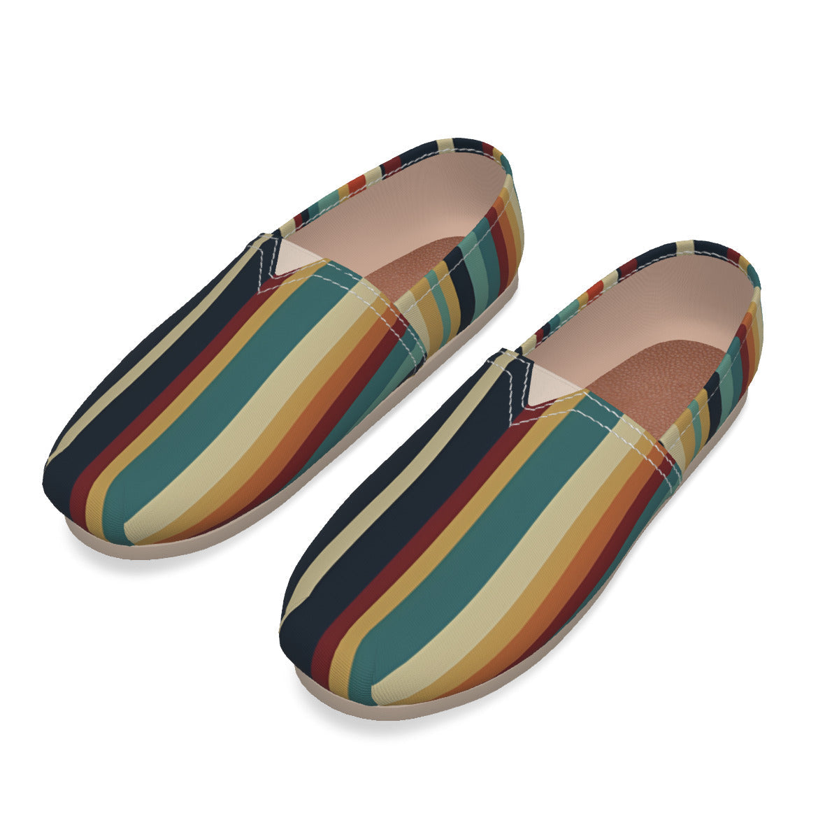 Mosaic Horizon Stripes Women's Cotton Faux Rubber Shoes | Hypoallergenic - Allergy Friendly - Naturally Free