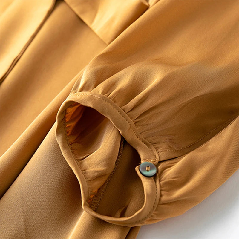 Peach Nectar Drawstring 19MM Mulberry Silk Dress | Hypoallergenic - Allergy Friendly - Naturally Free