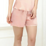 Pink Petals Women 16MM 100% Mulberry Silk Pajama Shorts | Hypoallergenic - Allergy Friendly - Naturally Free