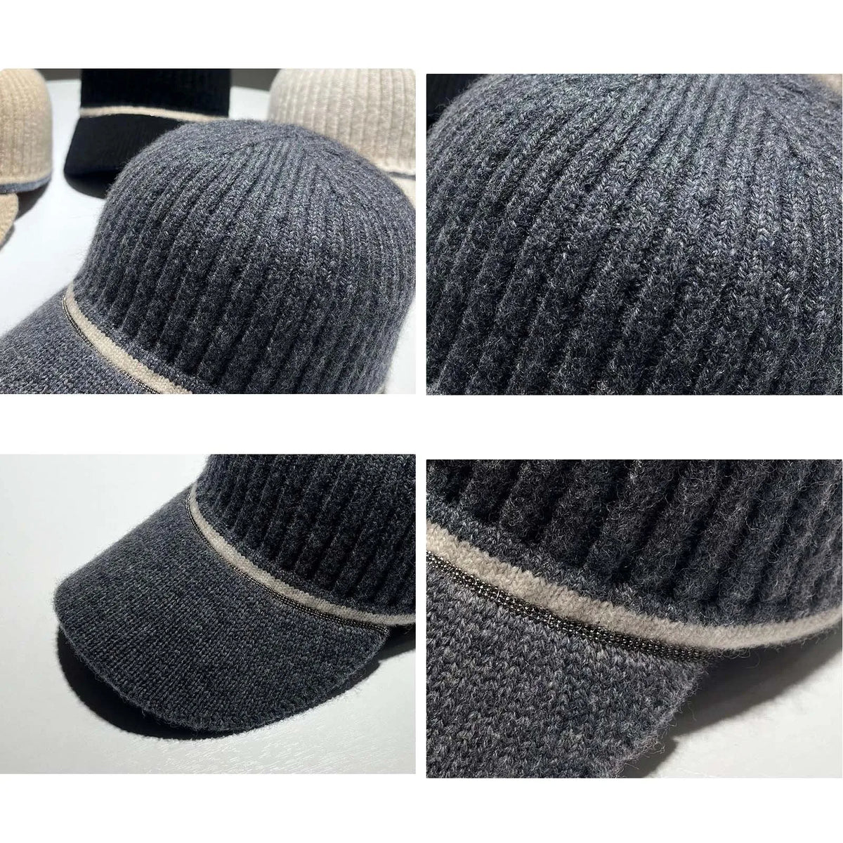 Embellished Wool Baseball Caps Women Men Knitted Hat