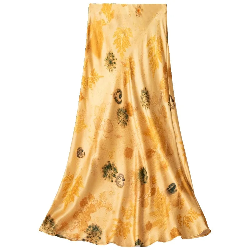 Sunlit Meadow 100% Silk Womens Casual Skirt