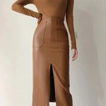 Moonlit Shadow Faux Leather Womens Skirt