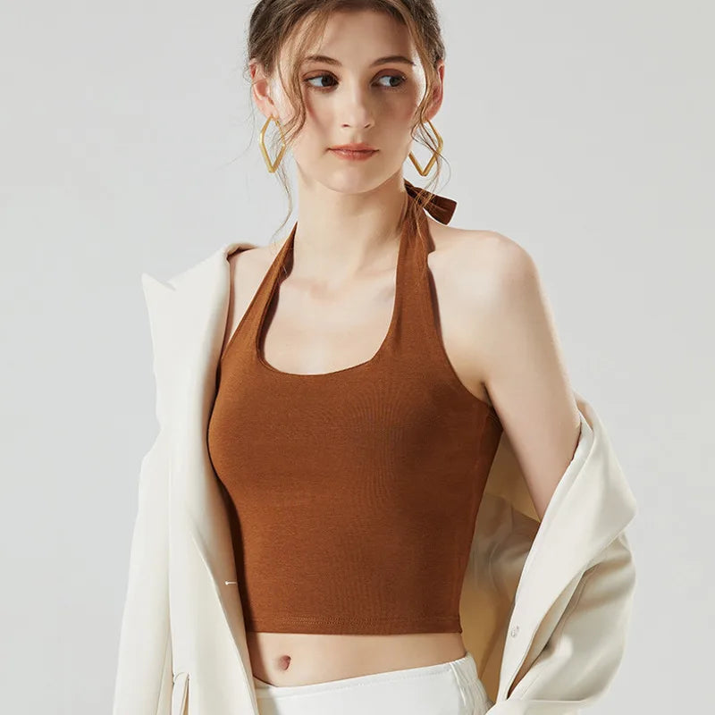 Autumn Vibes Cotton Viscose Womens Halter Top