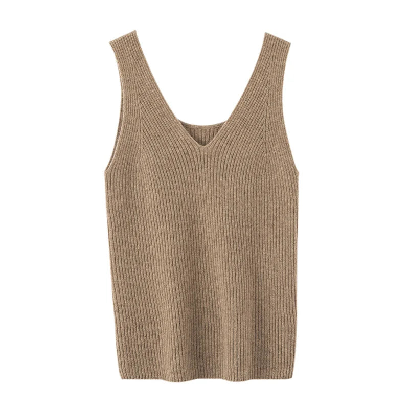 Ivory Snow Knit 100% Cashmere Womens Halter Top