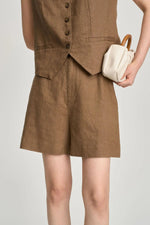 Twilight Moss Cotton Linen Womens Shorts