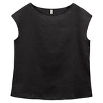 Tranquil Azure Dots Casual Linen Womens Top