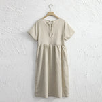 Green Olives 1Pc Cotton Linen Womens Dress