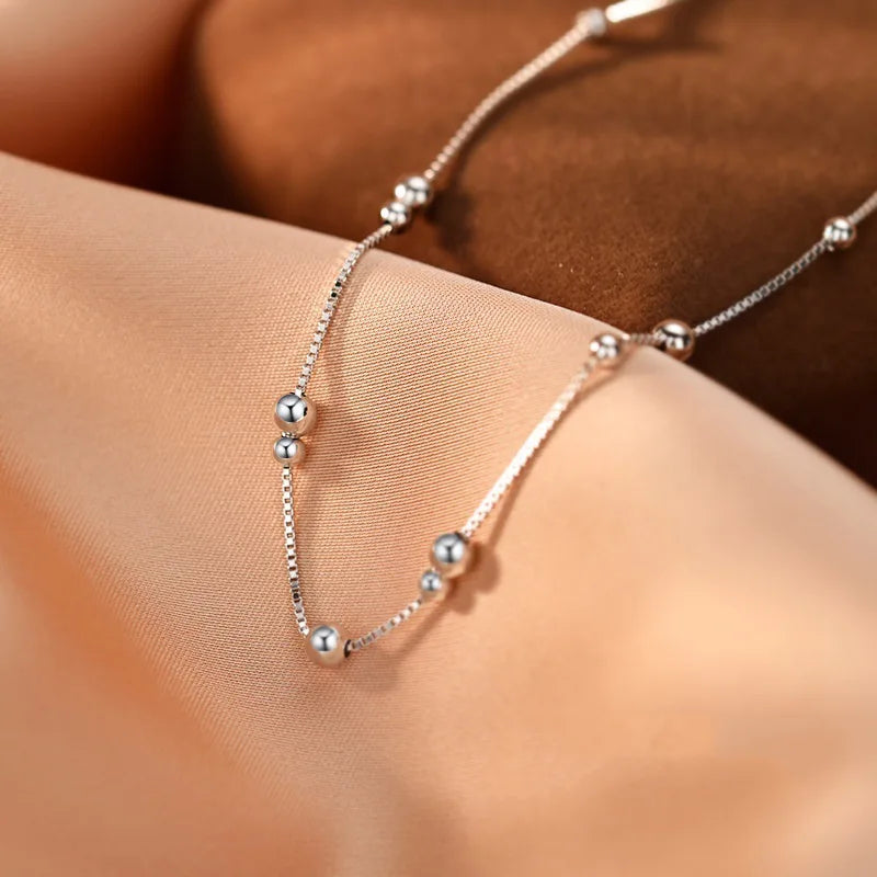 Serene Cloud Floral Silver Womens Ankle Bracelet