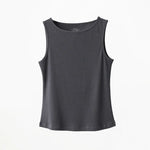 Women Tank Top Ribbed Cotton Boat Neck Sleeveless Top Essentials M-XL