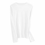 Essential Pima Cotton T Shirts Long Sleeve Women Crew Neck Top Tees S,M,L