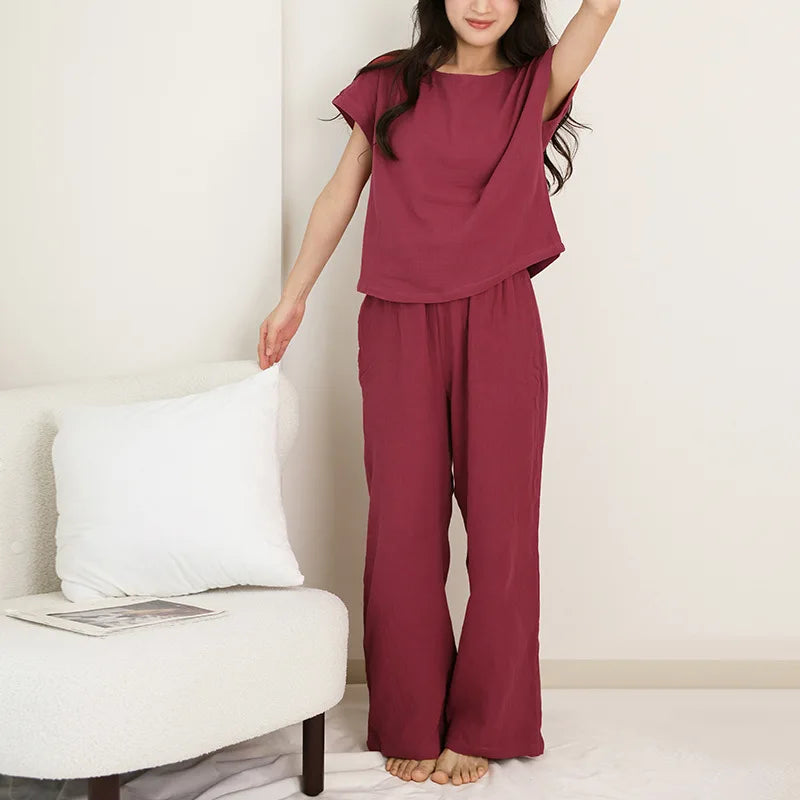 Mistwood Peach 100% Cotton Womens Pajamas Two-Piece Set