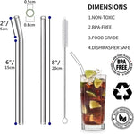 Azure Frost Reusable Heat-Resistant Borosilicate Glass Straws With Cleaning Pipes