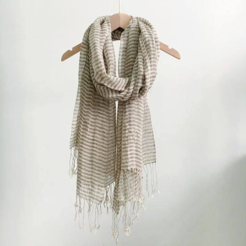 Serene Ivory Stripes Womens Scarf