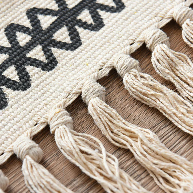 Sandy Desert Geometric Cotton Linen Rug