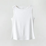 Women Tank Top Ribbed Cotton Boat Neck Sleeveless Top Essentials M-XL