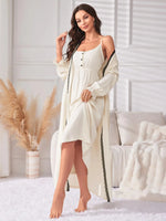 Mist Ivory Sleepwear Set 2Pcs Viscose Womens Lounge Nightgown
