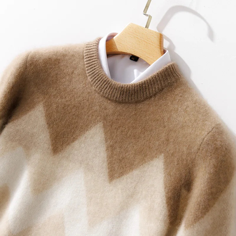 Frosty Lagoon Patchwork Mens Sweater