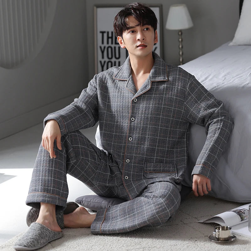 Regal River Plaid Long Sleeve Cotton Mens Pajama Set