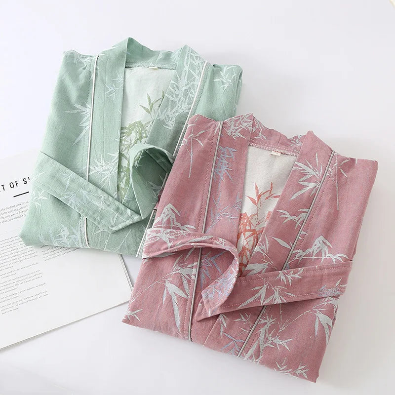 Golden Blossom Cotton Womens Robe