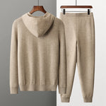 River Mist Blue Minimalist Cashmere Mens Hoodie and Pants Set
