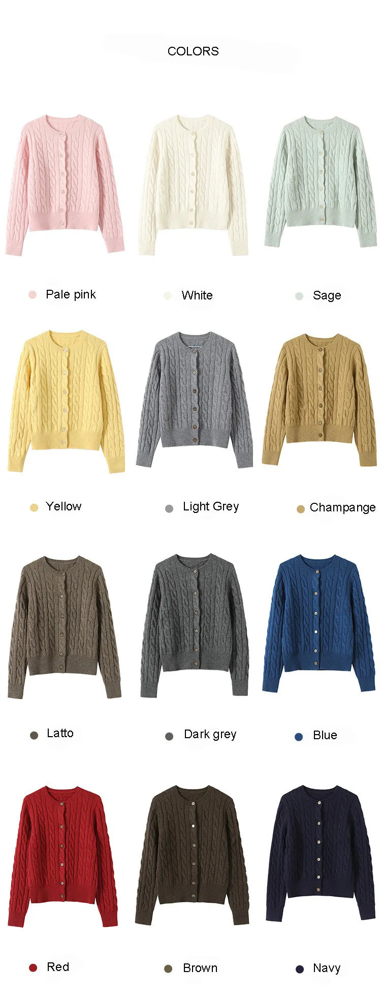 Wool Cable Knit Cardigan Women Sweater