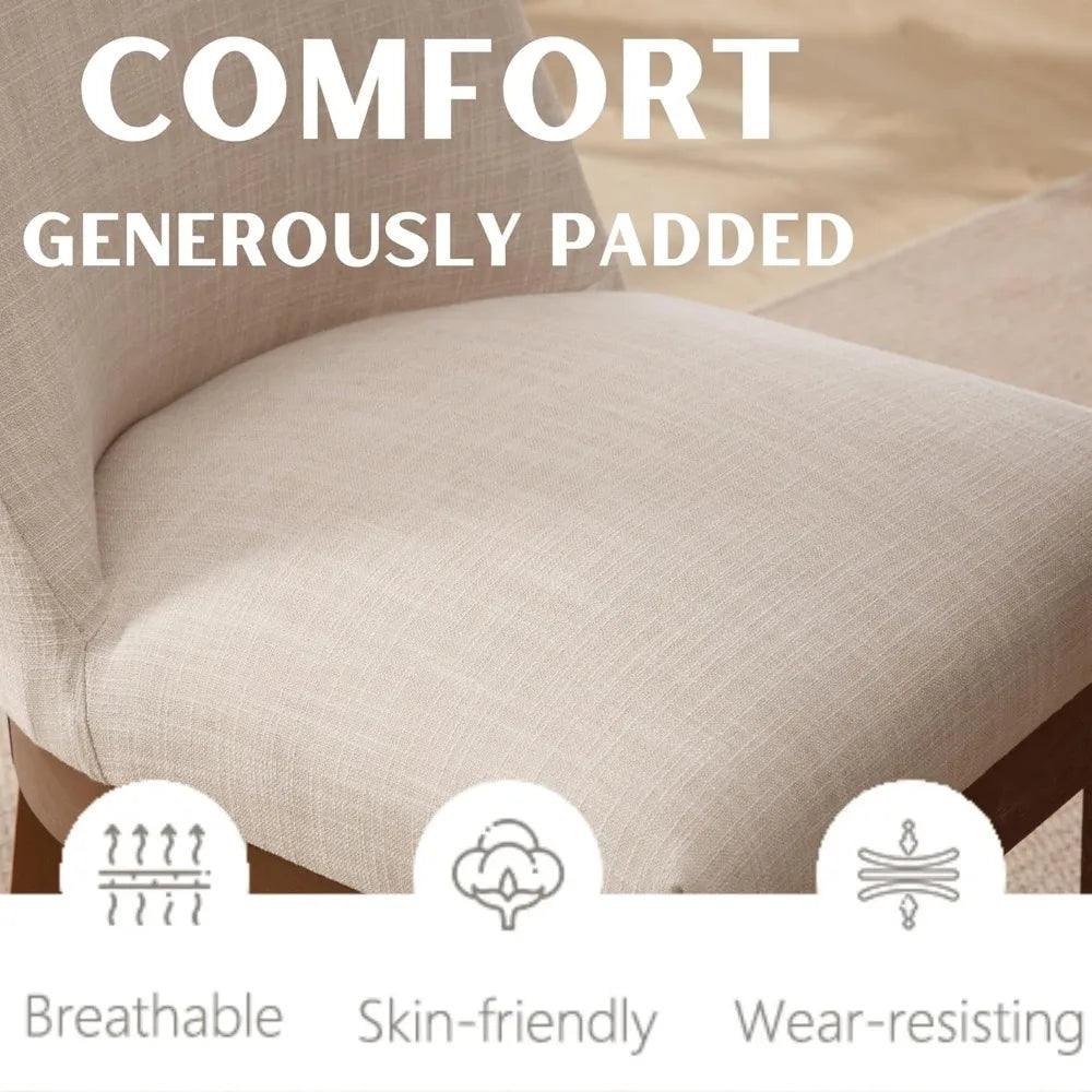 Modern Dining Linen Wood Chairs Set