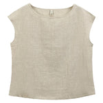 Tranquil Azure Dots Casual Linen Womens Top