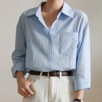 Sunlit Glacier Blue (Solid) Casual Shirts Cotton Womens Top