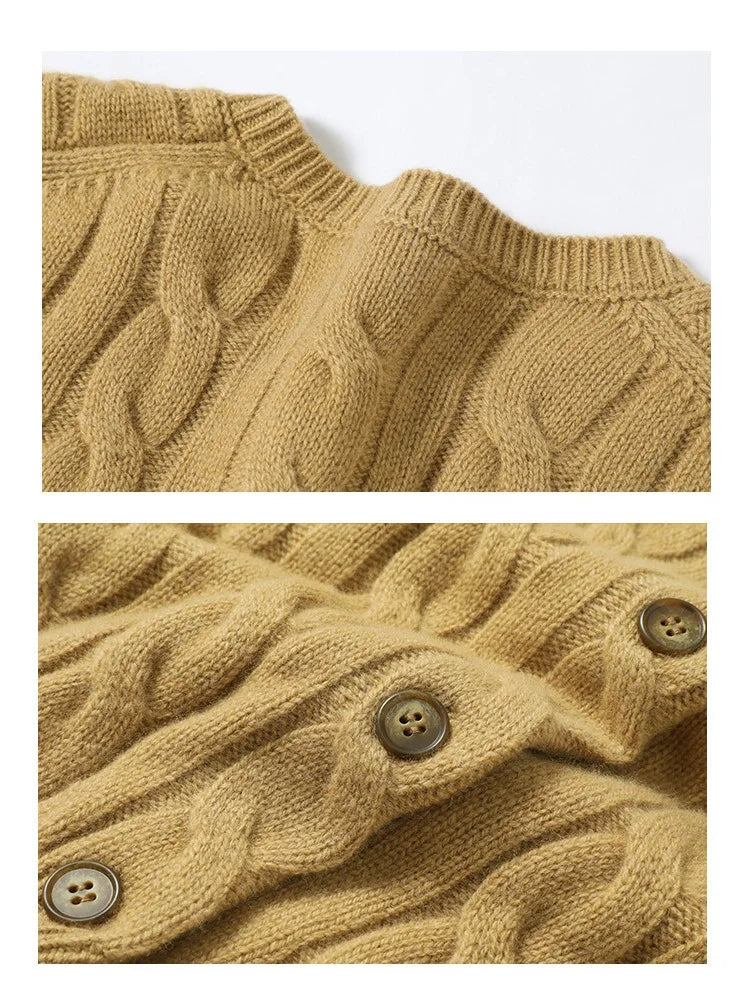 Wool Cable Knit Cardigan Women Sweater