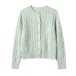 Wool Cable Knit Cardigan Women Sweater