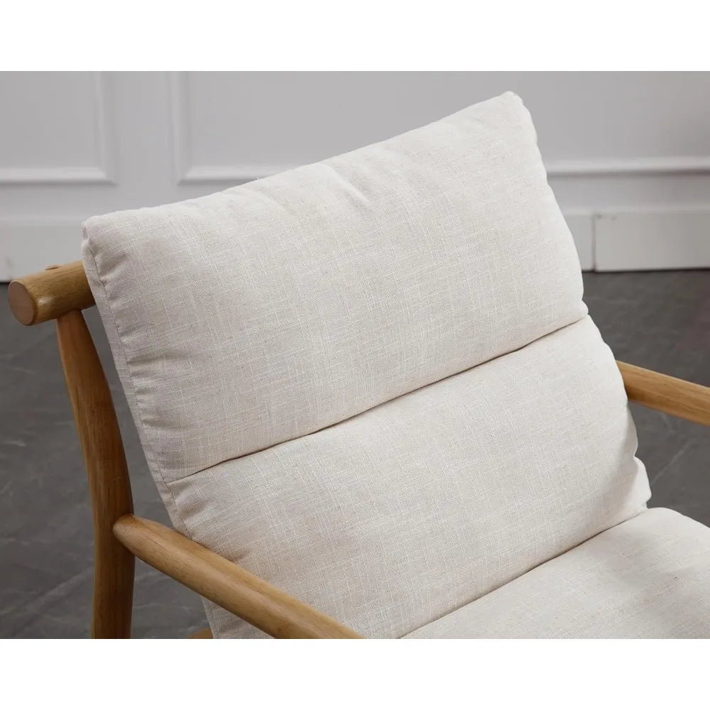 Rustic Twilight 2Pcs Mid Century Modern Linen Wood Chairs