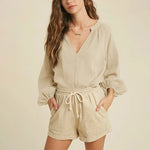 Sunlit Sand 100% Cotton Womens Casual Blouse