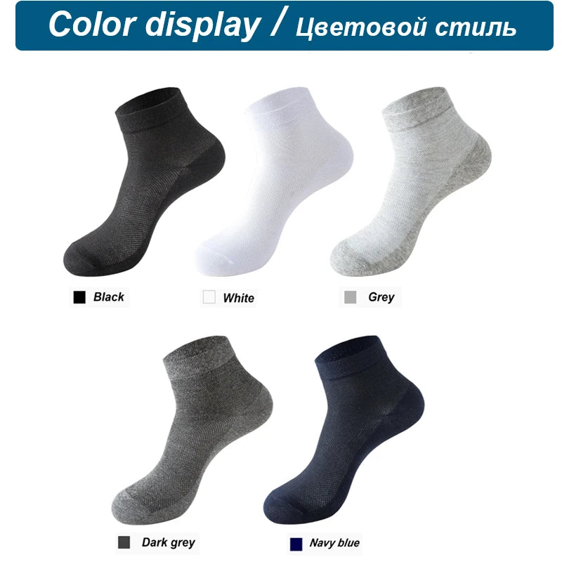 Navy Breeze 5Pcs Athletic Organic Cotton Mens Socks