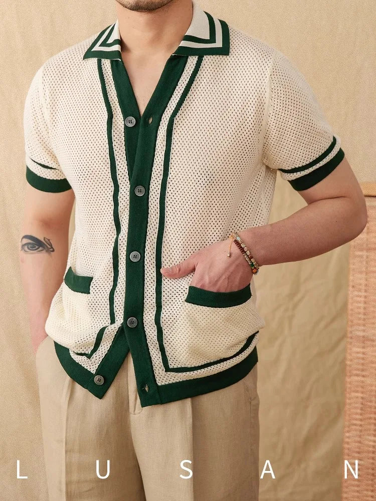 Golden Meadow Cotton Mens Cardigan