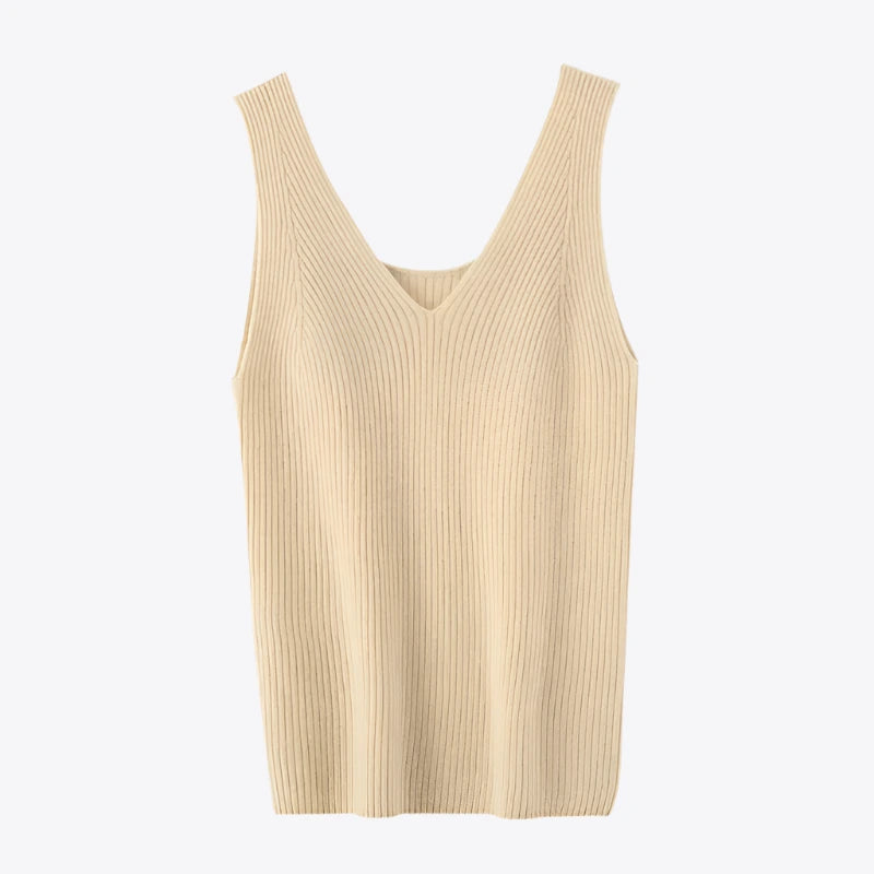 Ivory Snow Knit 100% Cashmere Womens Halter Top