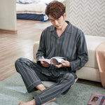 Azure Mist Stripes Mens Pajamas