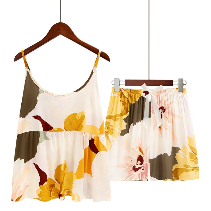 Peony Bloom Womens Viscose Pajama Set