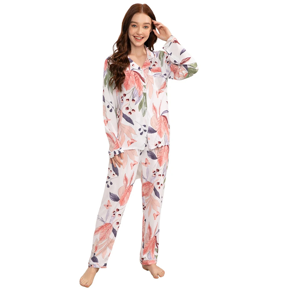 Misty Blossom Floral Womens Pajamas Viscose