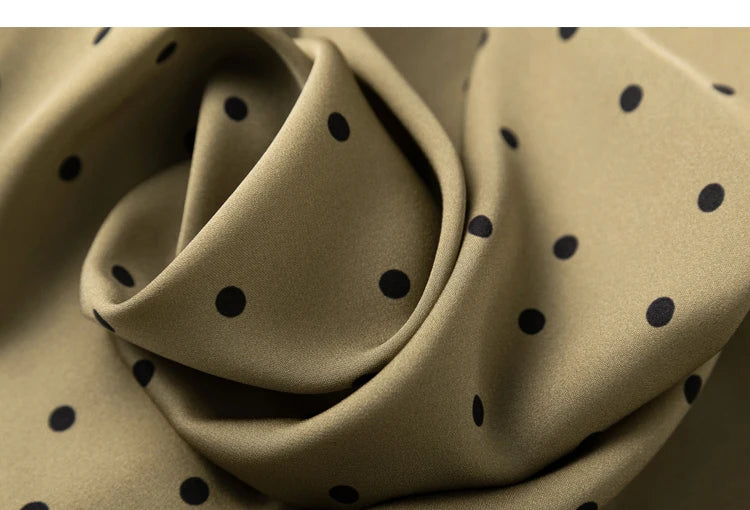 Green Dots Mulberry Silk Womens Skirt