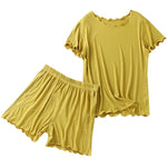 Lime Forest Solid Shorts Viscose Womens Pajama Set