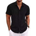 Mossy Emerald Solid Casual Cotton Linen Mens Shirt