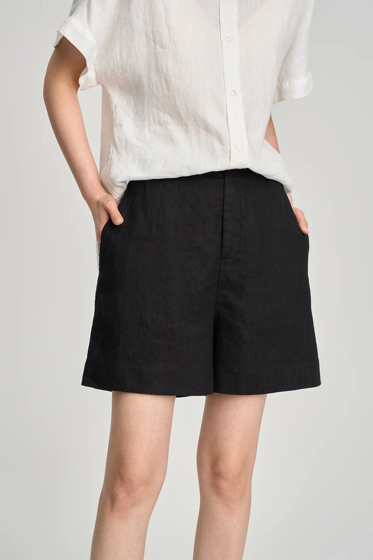 Twilight Moss Cotton Linen Womens Shorts