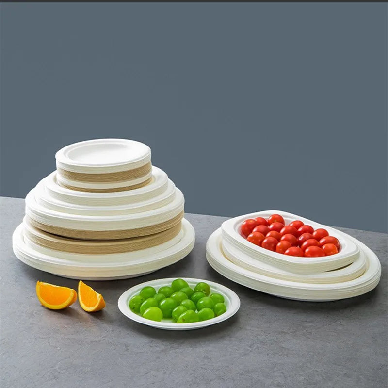 Crimson Dawn Blush Eco-Friendly Wood Disposable Plates