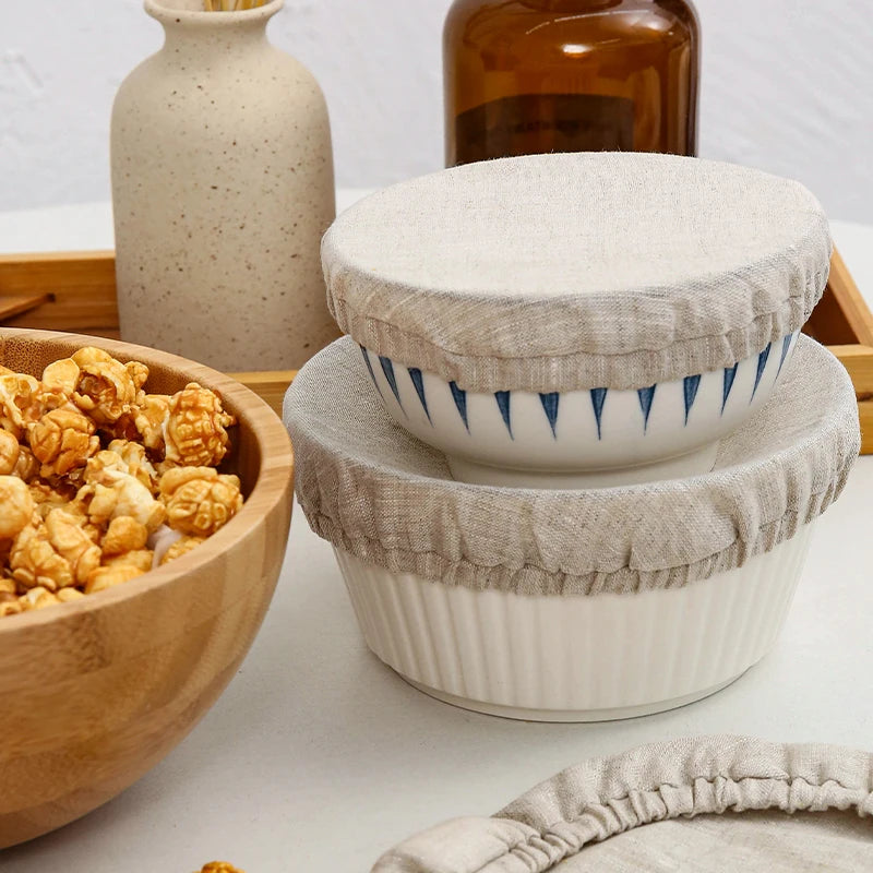 Sage Wood 4Pcs 100% Linen Bowl Cover