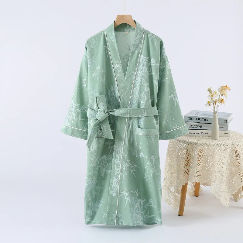 Golden Blossom Cotton Womens Robe
