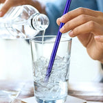 Azure Frost Reusable Heat-Resistant Borosilicate Glass Straws With Cleaning Pipes