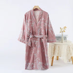 Golden Blossom Cotton Womens Robe