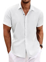 Mossy Emerald Solid Casual Cotton Linen Mens Shirt