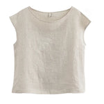 Azure Sky Indigo Regular Casual Linen Top Womens