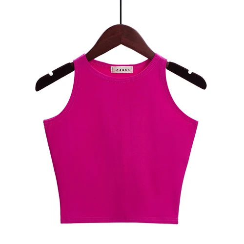 Pomegranate Fields Solid Cotton Womens Halter Top